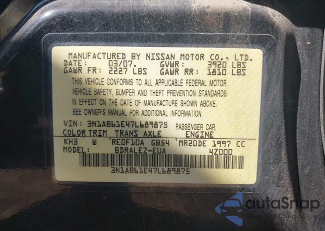 3N1AB61E47L689875: 43336567