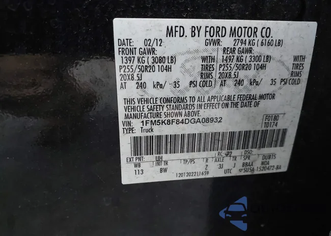 1FM5K8F84DGA08932: 43336614