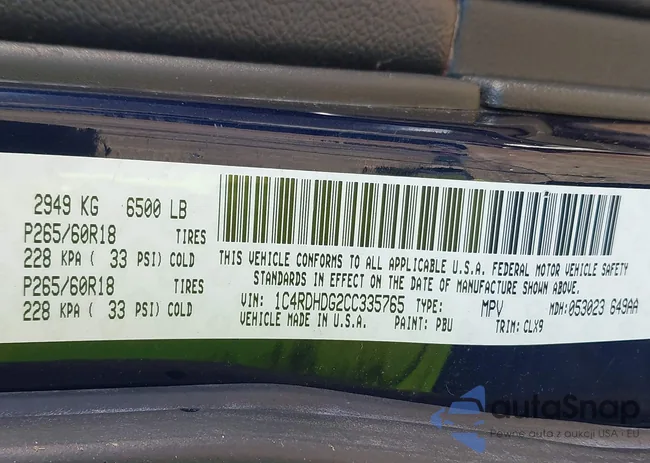 1C4RDHDG2CC335765: 43336646