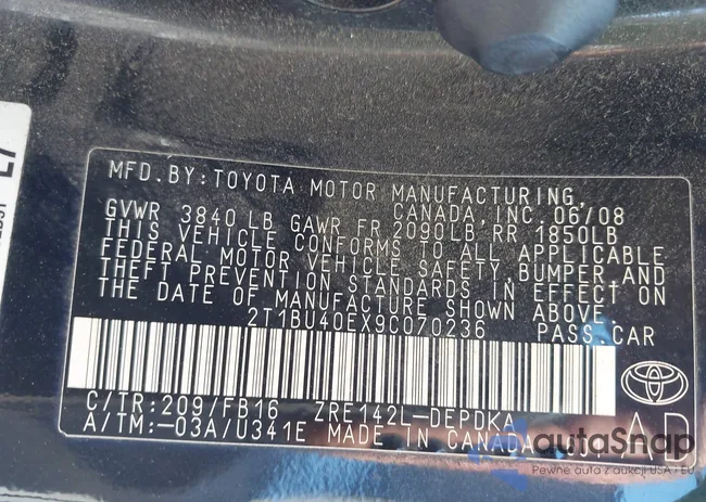 2T1BU40EX9C070236: 43337731