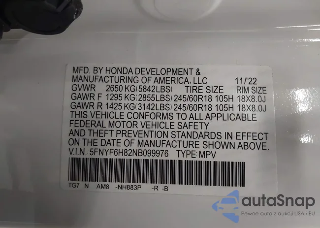 5FNYF6H82NB099976: 43337778