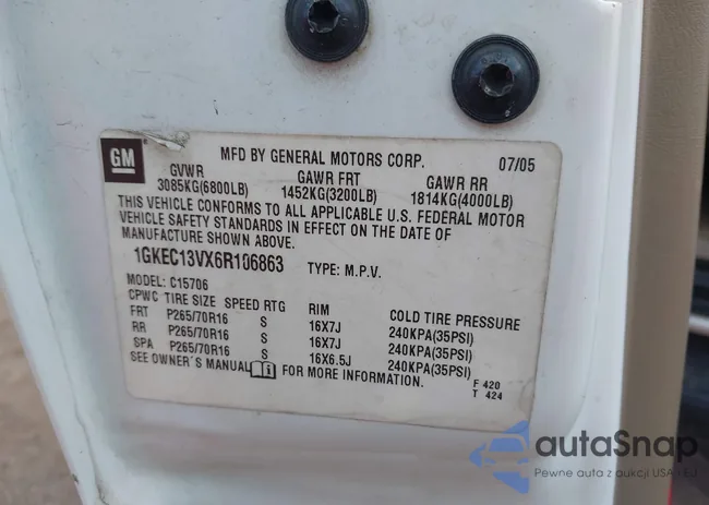 1GKEC13VX6R106863: 43337886