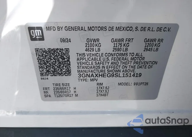 3GNAXHEG9SL151419: 43337932