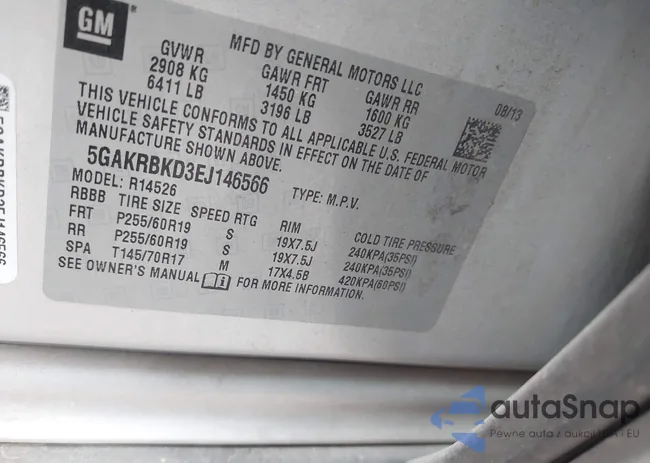 5GAKRBKD3EJ146566: 43337970