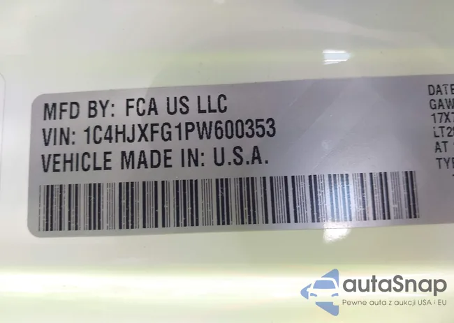 1C4HJXFG1PW600353: 43338003