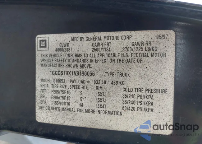 1GCCS19X1V8196066: 43338109