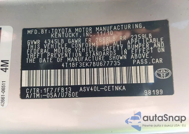 4T1BF3EK7BU677735: 43338111