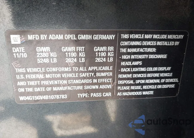 W04G15GV4B1078783: 43338213