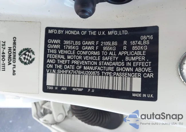 SHHFK7H76HU200875: 43338242