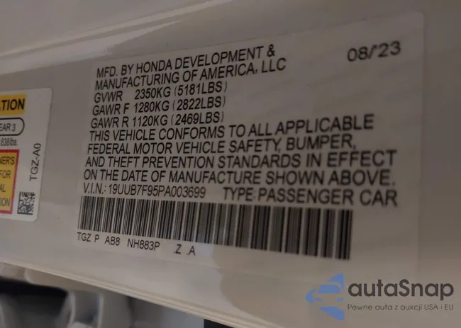 19UUB7F95PA003699: 43338262