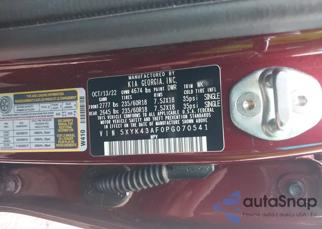 5XYK43AF0PG070541: 43338283