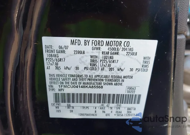 1FMCU04148KA85568: 43337367