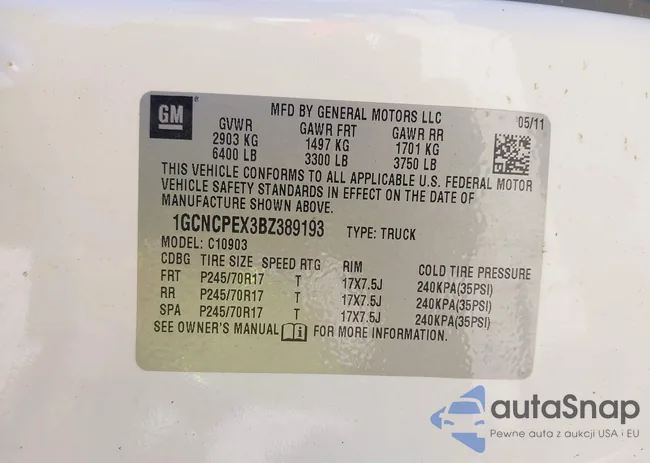 1GCNCPEX3BZ389193: 43337385