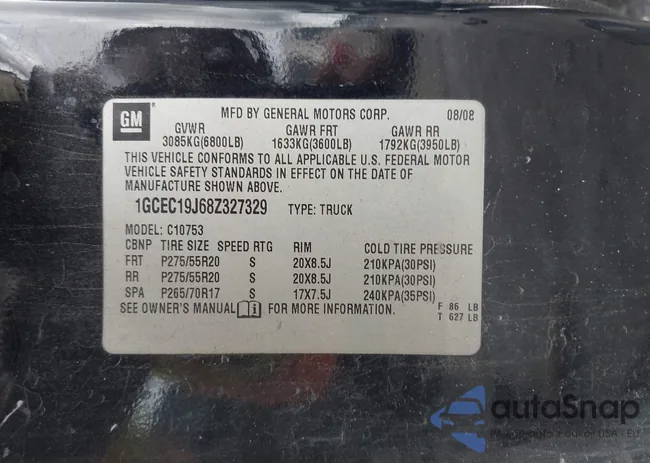 1GCEC19J68Z327329: 43337399