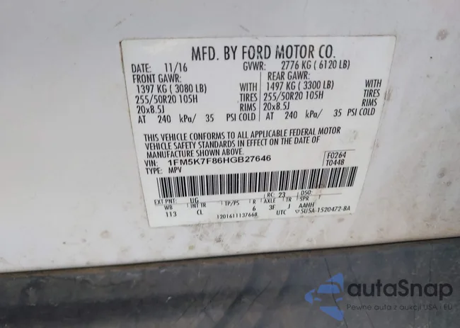 1FM5K7F86HGB27646: 43337444