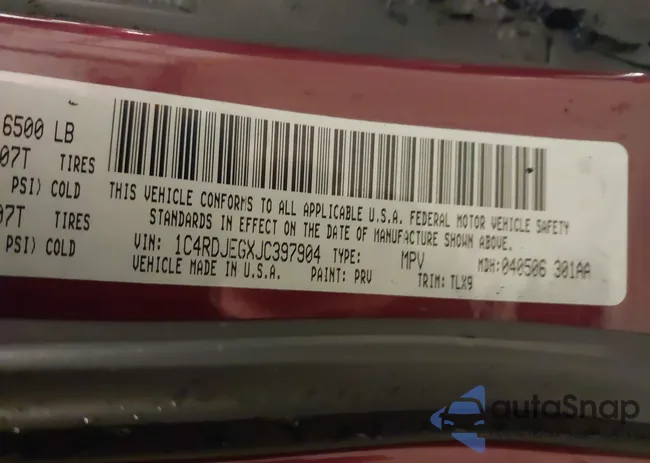 1C4RDJEGXJC397904: 43337482