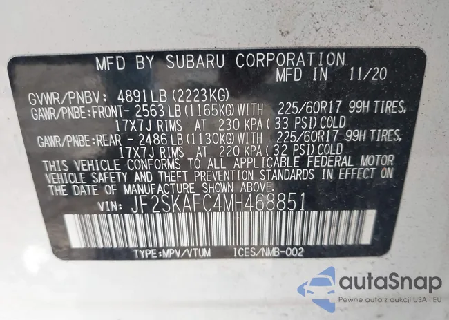 JF2SKAFC4MH468851: 43337498