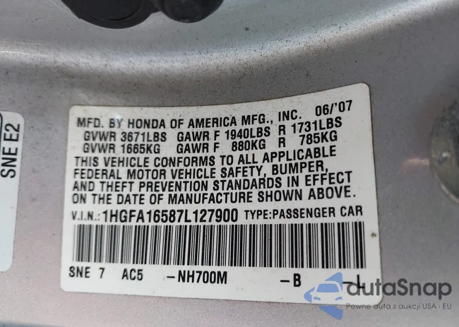 1HGFA16587L127900: 43338697