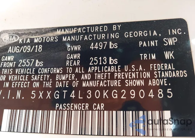 5XXGT4L30KG290485: 43338790