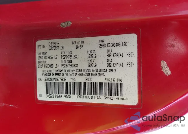 1B7HC16X4WS573839: 43338849