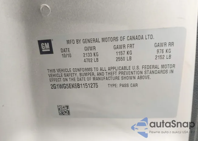 2G1WG5EK6B1151275: 43339012