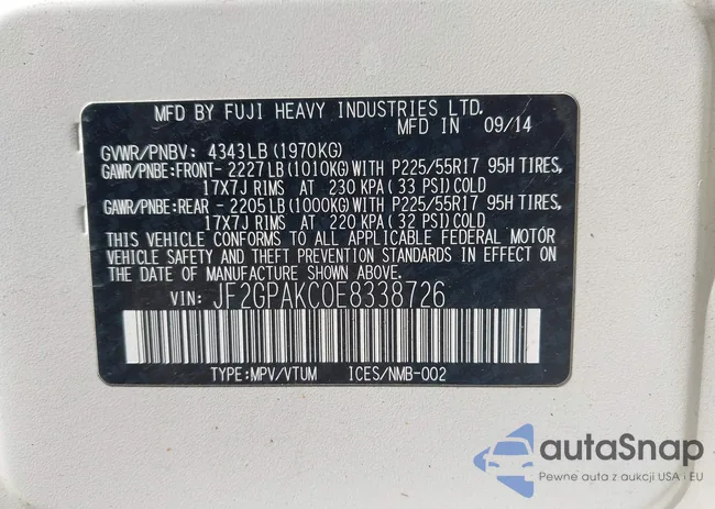 JF2GPAKC0E8338726: 43339022