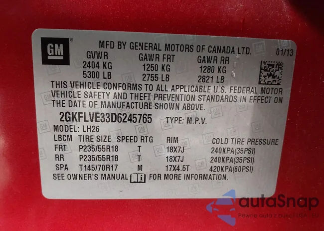 2GKFLVE33D6245765: 43338324