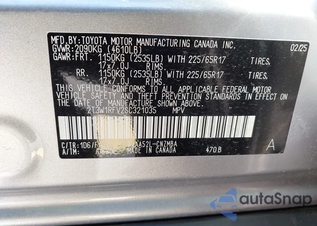 2T3W1RFV2SC321035: 43338370