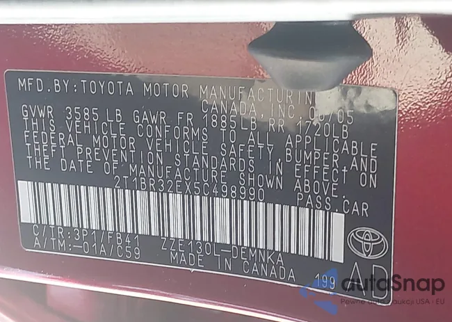 2T1BR32EX5C498990: 43338390