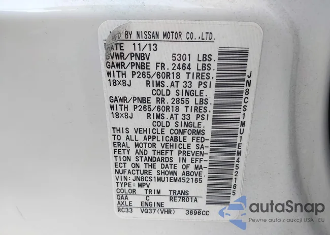 JN8CS1MU1EM452165: 43338515