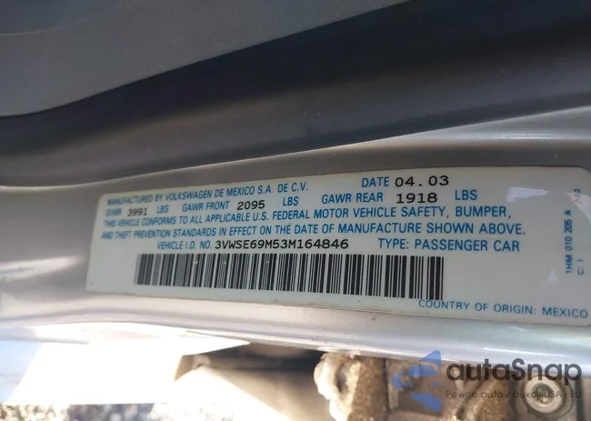 3VWSE69M53M164846: 43339770