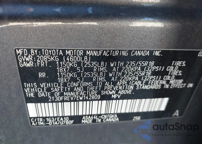 2T3DFREV7EW142809: 43339820