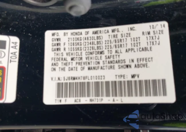 5J6RM4H78FL010023: 43339927