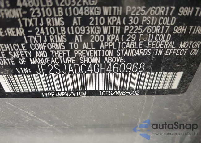 JF2SJADC4GH460968: 43339976
