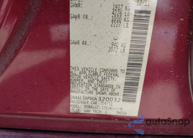 1N4AL3AP6GN320032: 43340087