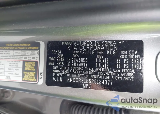 KNDCR3LE5R5184377: 43340111