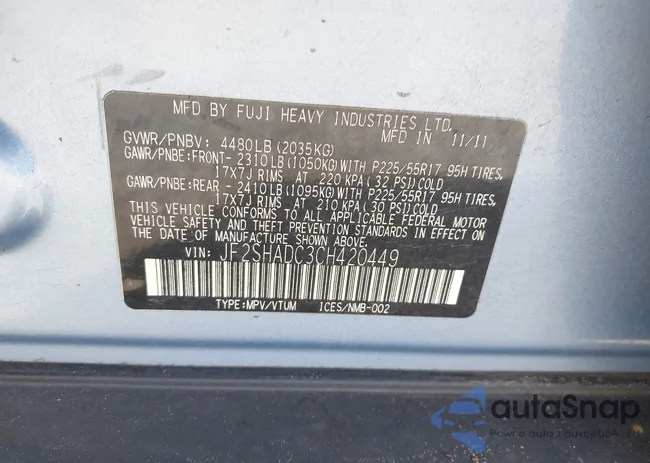 JF2SHADC3CH420449: 43340284