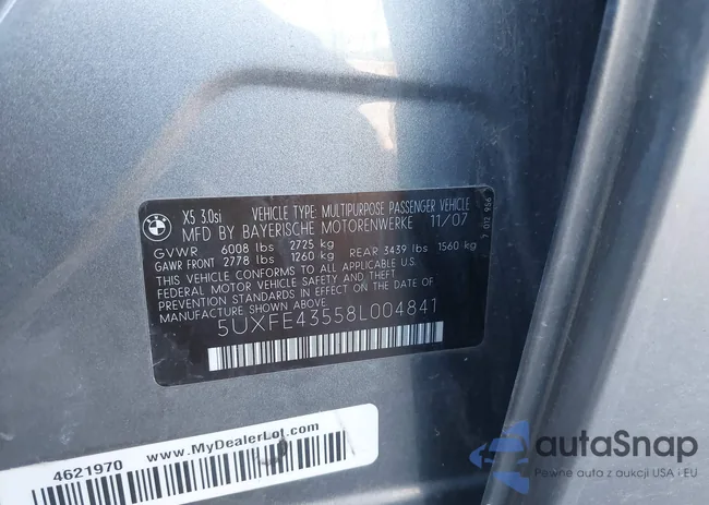 5UXFE43558L004841: 43339667