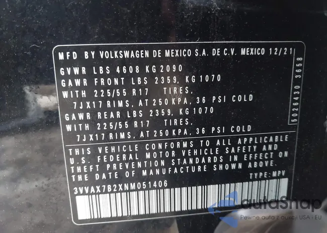 3VVAX7B2XNM051406: 43340751