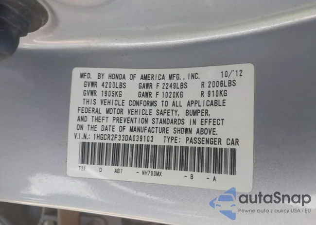 1HGCR2F33DA039103: 43340808