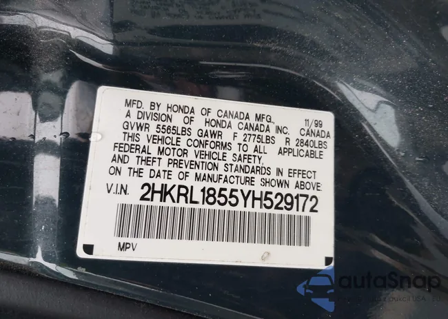 2HKRL1855YH529172: 43340814