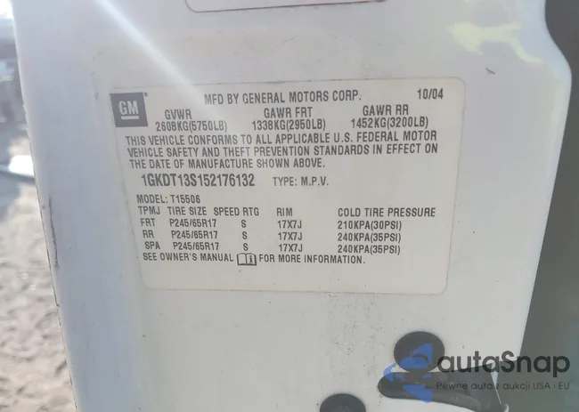 1GKDT13S152176132: 43340826