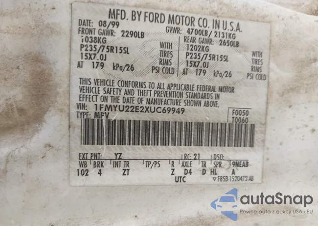 1FMYU22E2XUC69949: 43340828