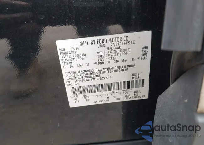 1FM5K8D87EGB77511: 43340847