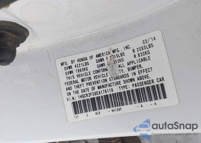 1HGCR2F56EA176118: 43340918