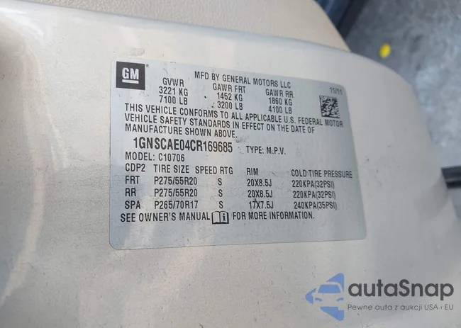 1GNSCAE04CR169685: 43341081