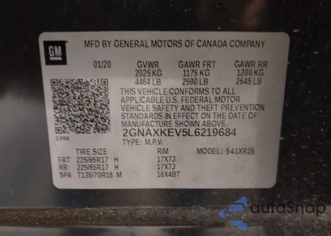 2GNAXKEV5L6219684: 43341118