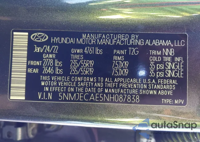 5NMJECAE5NH087838: 43340345