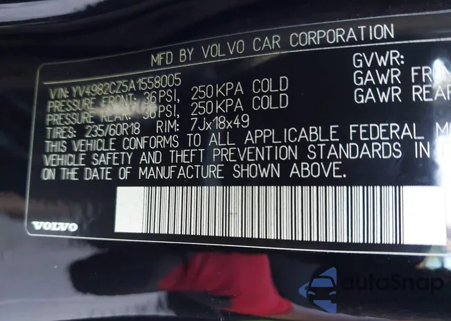 YV4982CZ5A1558005: 43340455