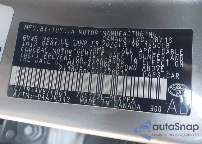 2T1BPRHE0GC736610: 43340568